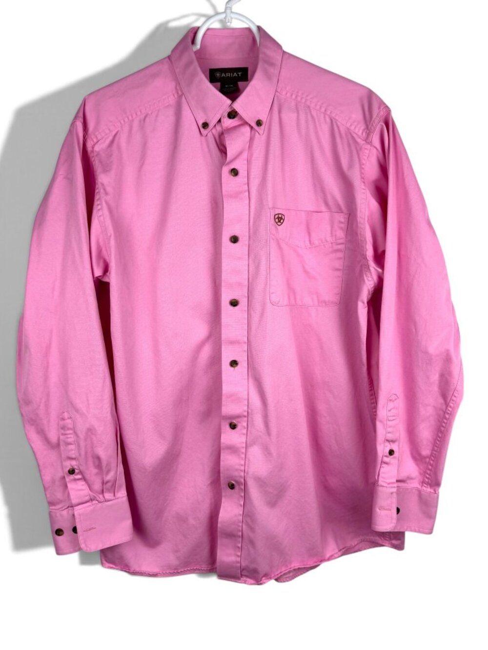 Ariat Solid Twill Classic Long Sleeve Button-Down Shirt Pink Medium